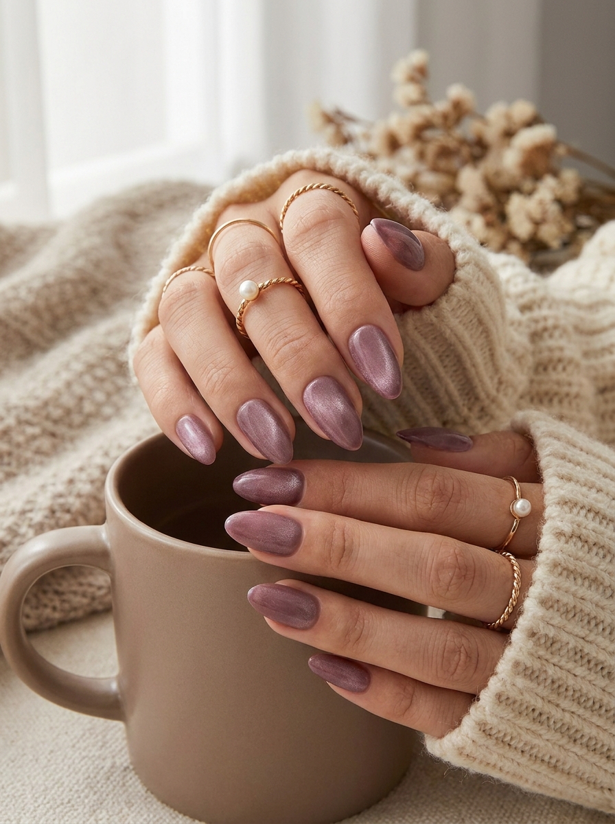 Pearl Glazed Almond Nails